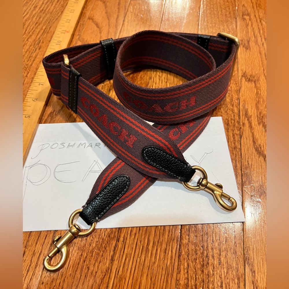 COACH like new tonal signature webbing crossbody canvas logo novelty strap brass